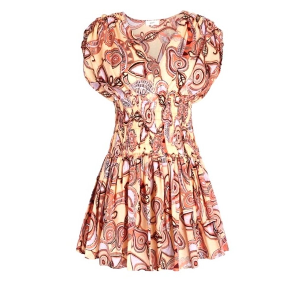 A.L.C. Luna Smocked Split-Sleeve Mini Dress